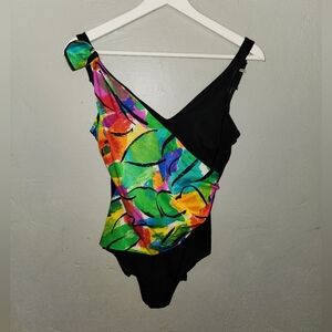 Vintage 1980's 1990's Union Made Tropical One-Piece Swimsuit Roxanne